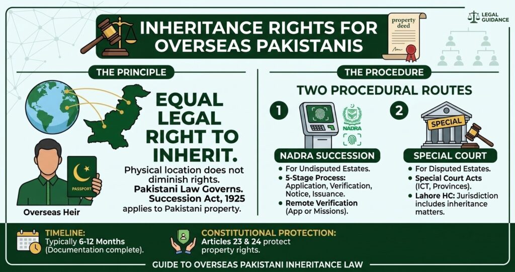 How overseas Pakistani heirs can claim property in Pakistan through NADRA or the Special Court. Documents, timelines, and procedural steps explained.